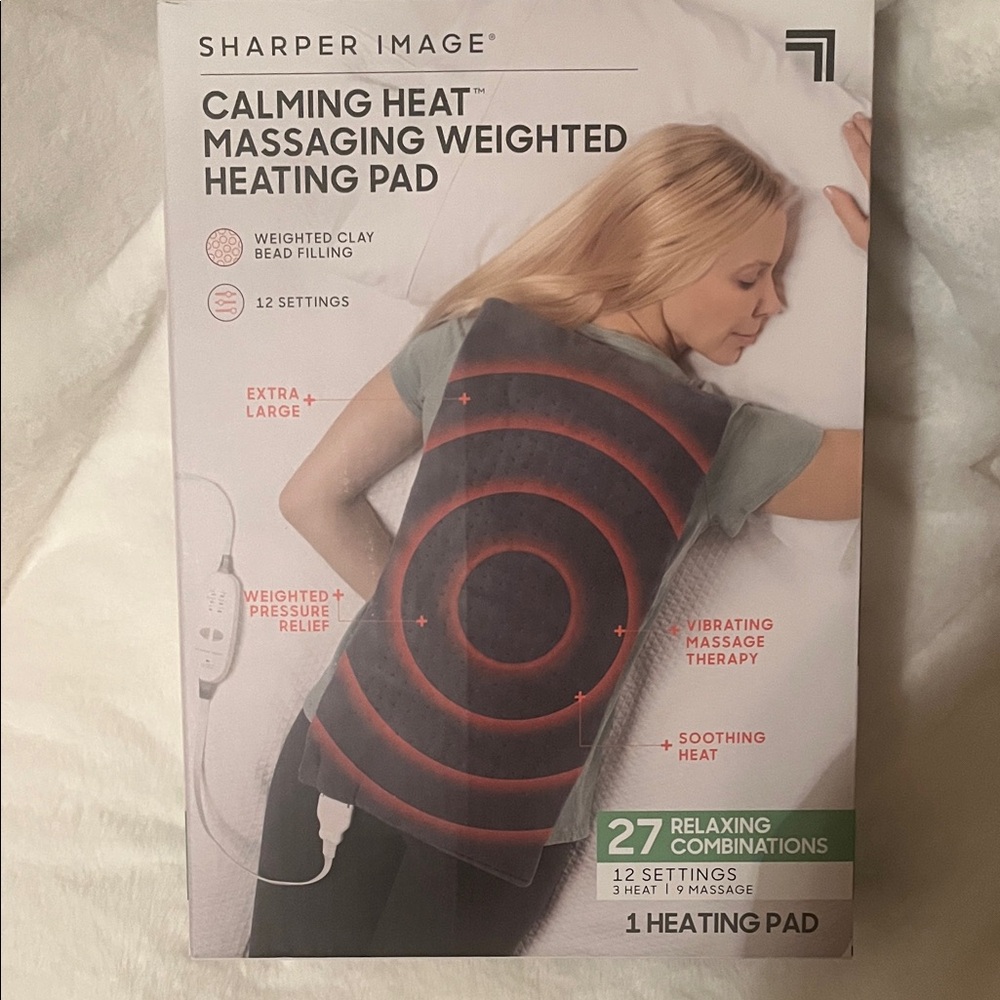 Sharper Image Calming Heat Weighted Pad with Red Accents. Never Opened